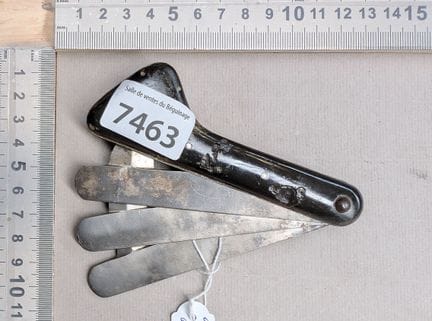 1 ancienne flamme de vétérinaire corne 3 lames R.G