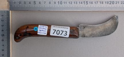 Serpette ancienne avec manche en bois (pliante) - 