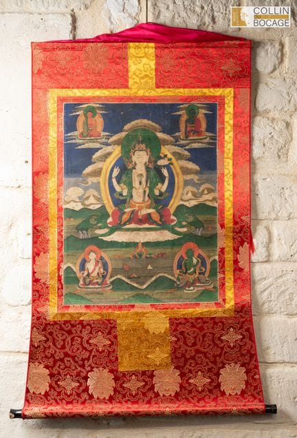 TIBET, XIX- XXème s.
Thangka représentant Avalokit