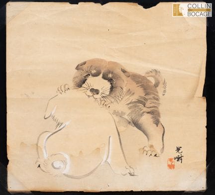 CHINA
Spielender Hund 
 Tuschezeichnung. Beschädig