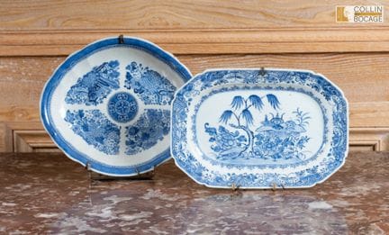 CHINA  Zwei blau-weiße Porzellanteller 
19. Jahrhu