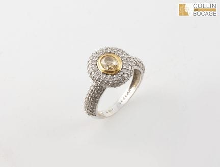 Ring aus 14 K Weißgold, gelber champagnerfarbener 