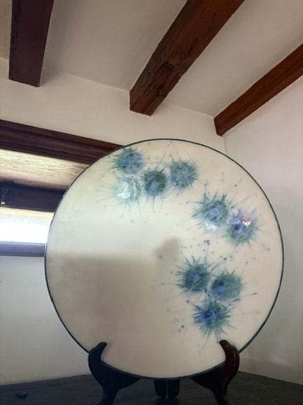 Limoges  thistle-patterned dish, marked "PB ET PG"