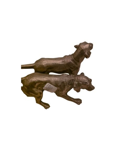 Pair of hunting dogs. Metal