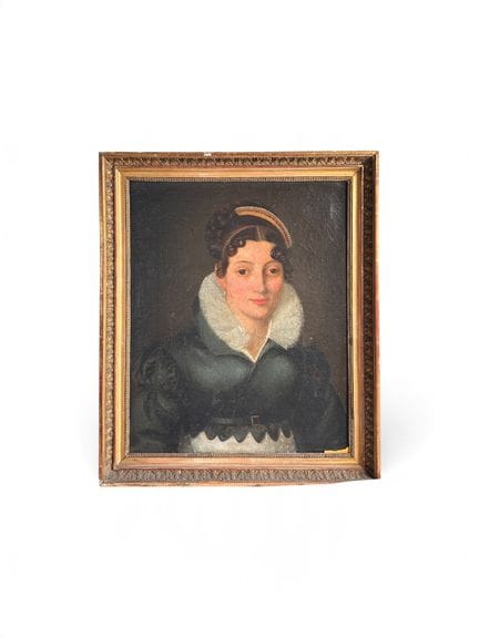 École française vers 1950.
Portrait de femme 
toil