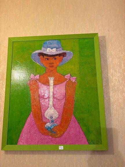 Calixte Henri (haiti)
jeune fille à la lampe 
toil