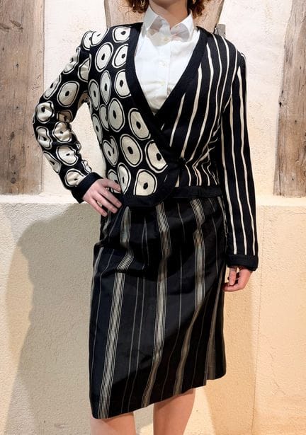 Louis FERAUD 
Ensemble en laine du soir noir à ray