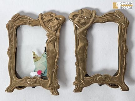 Pair of frames decorated with images of nude women