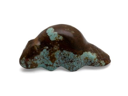Amulette fétiche en turquoise matrix sculptée figu