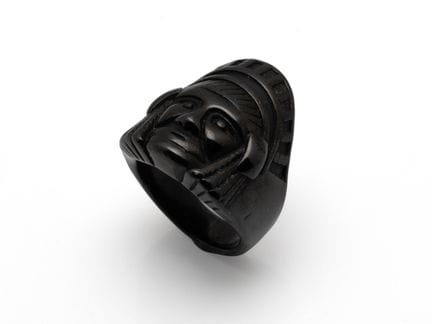 Bague de Biker en acier chirurgical noirci, à déco