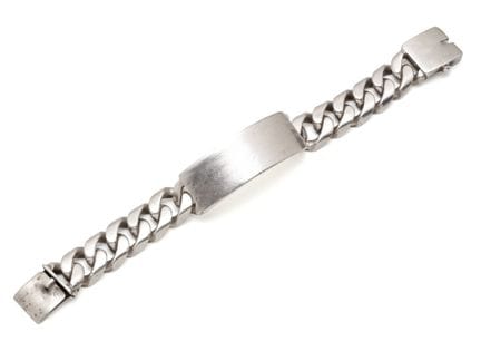 Important bracelet gourmette en argent 800 millièm