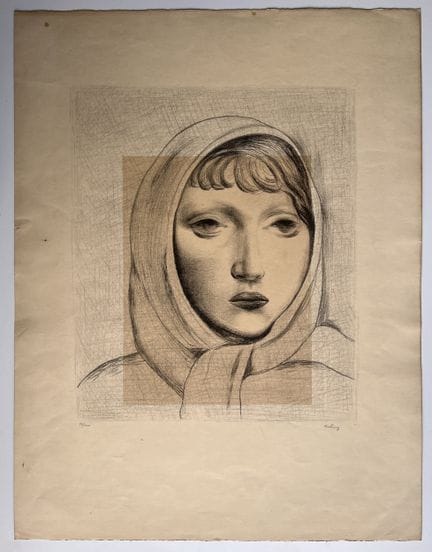 “*”莫伊泽·基斯林（1891-1953）
《女子肖像》
纸本石版画，右下角签名，左下角标注编号 1