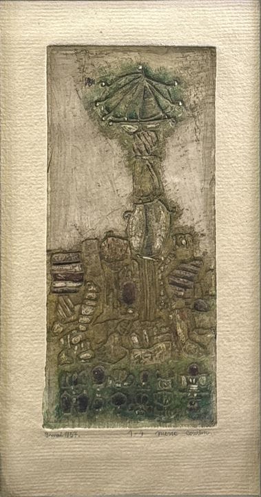 “*”皮埃尔·库尔坦（1921-2012）
无题，1957年5月9日
在浮雕纸上制作的蚀刻版画与压花