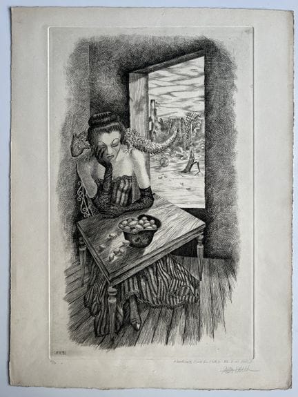 “*”让·保罗·弗鲁姆（1922-2006）
《夏末的巅峰》，1945年
纸本版画，右下角署名、题名