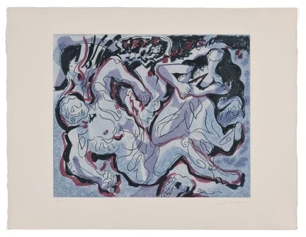 安德烈·马松（1896-1987）
《著名的情侣：皮拉摩斯与蒂斯贝》，1979年
纸本彩色版画，签名