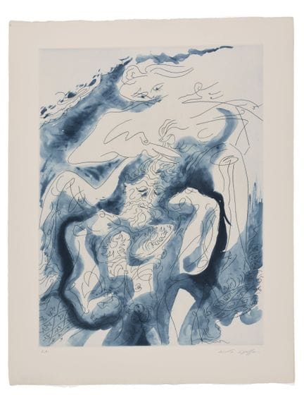 安德烈·马松（1896-1987）
《著名的情侣：参孙与达利拉》，1979年
纸本彩色版画，签名并编