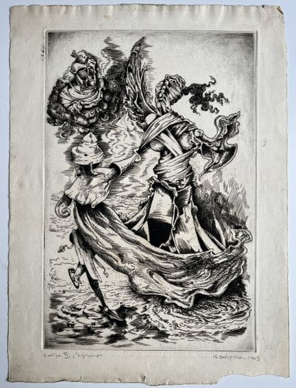 “*”库尔特·塞利格曼（1900-1962）
《俄狄浦斯三世》，1943年
纸本蚀刻版画，右下角签名