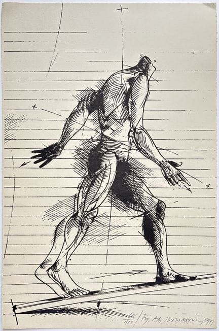 弗拉基米尔·维利科维奇（1935-2019）
《行走的男人》，1983年
黑色石版画，附日期、注释，