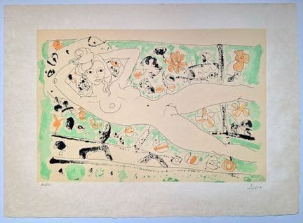 “*” 保罗·艾兹皮里（1919-2016）
《裸体》，1975年
彩色石版画，纸本，右下角签名，左