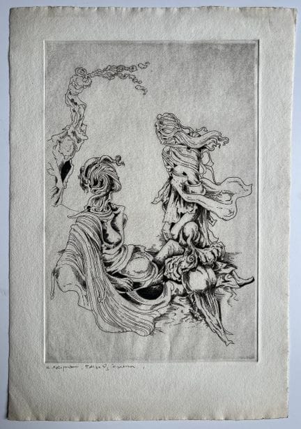 “*”库尔特·塞利格曼（1900-1962）
《俄狄浦斯 VI》，约1943年
纸上蚀刻版画，左下角