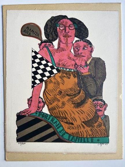 “*”安东尼奥·塞吉（1934-2022）
《家庭肖像》（第30号），1965年
彩色石版画，纸本，
