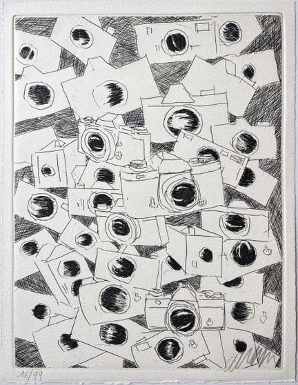 阿尔曼（1928-2005）
《相机的堆积》，1989
纸本蚀刻版画，右下角签名，左下角编号16/9