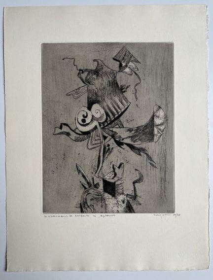 “*”库尔特·塞利格曼（1900-1962）
《驯蛇人 14》，1930年
纸上蚀刻版画，右下角签名