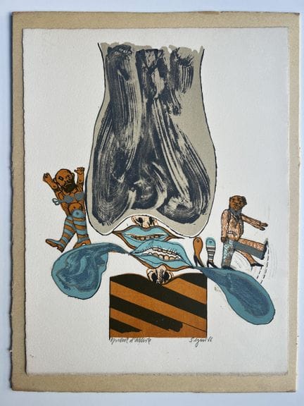 “*”安东尼奥·塞吉（1934-2022）
《害怕说话》（第24号），1966年
彩色石版画，纸本，