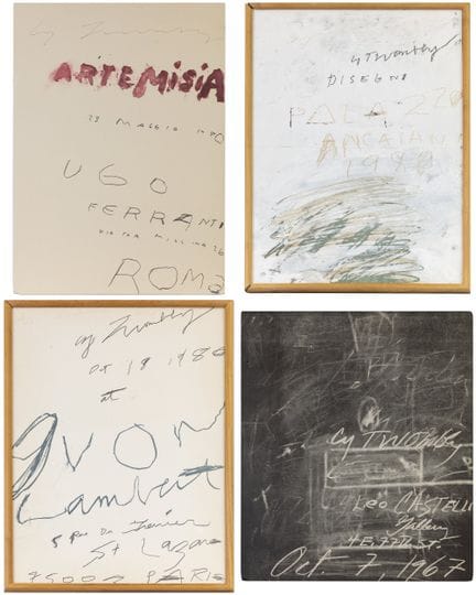 EINE GRUPPE VON VIER AUSSTELLUNGSPLAKATEN VON CY T