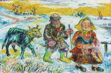 DAVID BURLIUK (RUSSISCH 1882–1967)
Bauernhofszene 