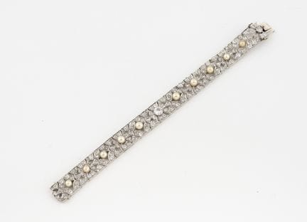 Bracciale a nastro in stile Art Déco in oro bianco