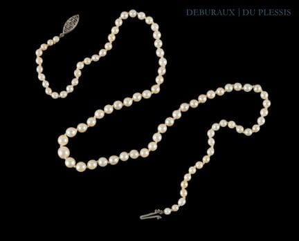Collier de perles de culture en chute, fermoir en 