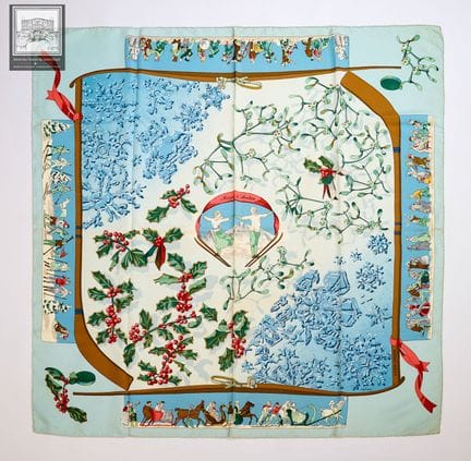 HERMÈS Paris 
Carré en twill de soie titré "Neige 