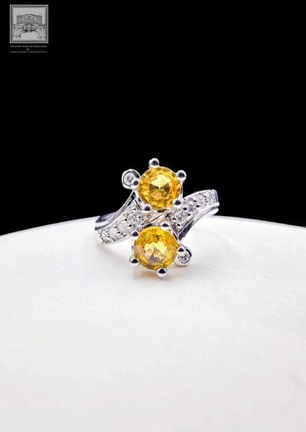 Bague Toi et Moi en or blanc 750°/.(18K) 4g60 orné