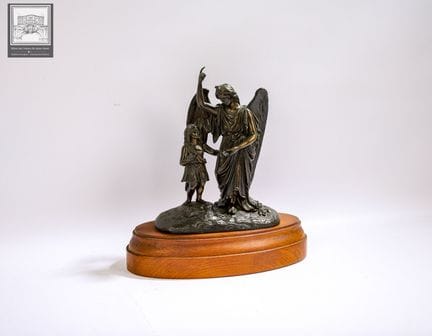 Sujet en bronze 
Représentant ange et enfant 
Sur 