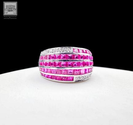 Bague Jonc en or jaune rhodié 750°/.(18K) 6g ornée
