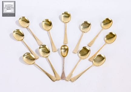 Ensemble de 11 cuillères à glace, en argent vermei