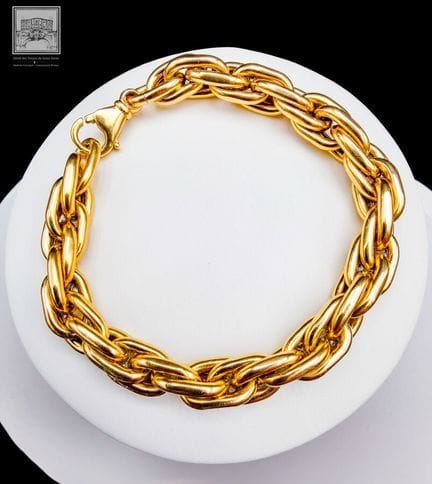 Bracelet souple en or jaune 18K 750/°°°, composé d