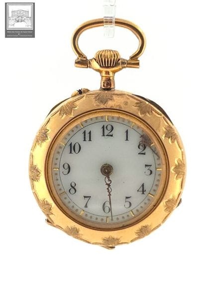 Montre de col 
or jaune 18k 750/°°° poinçon Hibou
