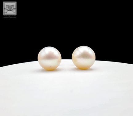Paire de clous d'oreilles en or de deux perles de 