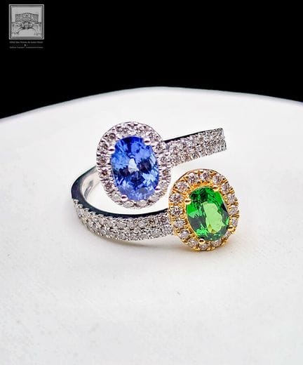 Bague Toi et Moi en or blanc et jaune 750°/.(18K) 
