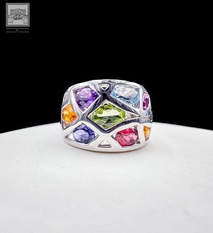 Bague Cocktail en or jaune rhodié 750°/.(18K) 8g30
