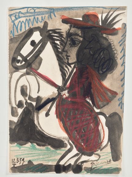 巴勃罗·毕加索（1881-1973），据
《骑马的女子》
维林纸版画。版画右下角签名，左下角标注日期