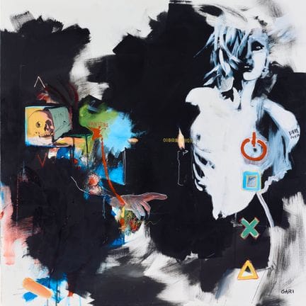 20 世纪的学校。加里 
"凡尼塔斯级别
布面丙烯和拼贴画，右下方有签名。 
尺寸：80 x 80 