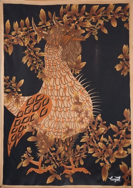 让·吕尔卡（1892-1966）
公鸡
印花挂毯，经纱处有签名
175x126 厘米
（有细小的钉孔