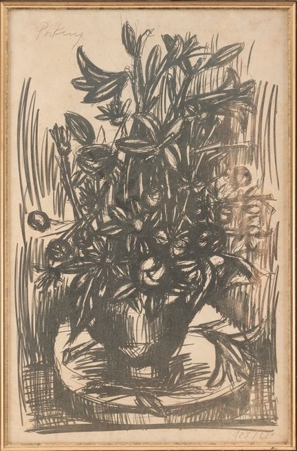 弗朗茨·普里金（Franz PRIKING） 1929-1979
花束
黑色石版画，纸本，右上角签名