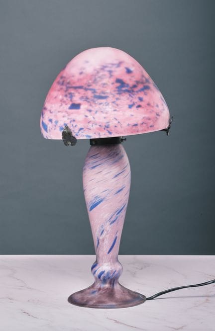 LE VERRE 法国品牌，蘑菇灯，粉色和蓝色染色吹制玻璃试作版。
54 厘米