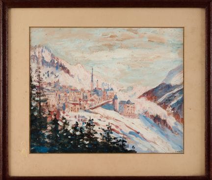 乔治特·阿古特（1867-1922）
圣莫里茨
油画，绘于硬纸板上，署名
52.5 x 61厘米

