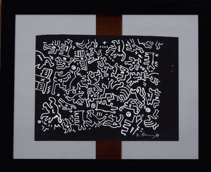 基思-哈林（1958-1990）
无题 
纸上水粉和白色马克笔，右下方署名 "K.Haring"。
