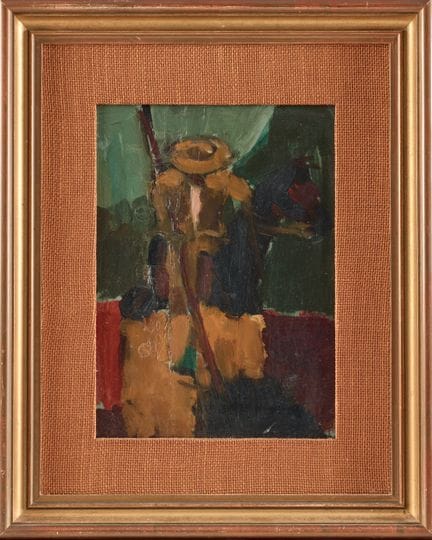 皮埃尔·杜特雷洛（1938-）
卡马格人
纸板油画，画作背面题有“献给我的朋友阿基里斯和德德·布兰克